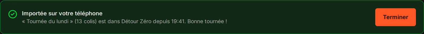 Importée sur votre téléphone, avec le bouton Terminer.